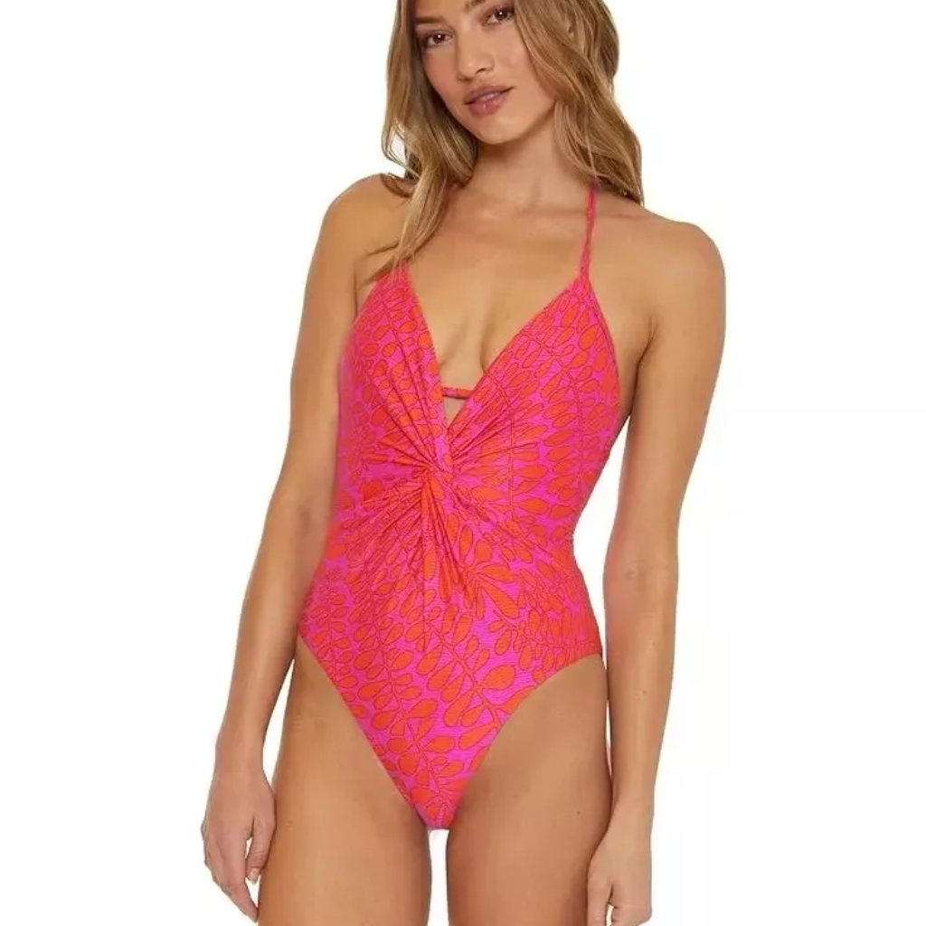 Trina Turk Tropical Trellis Plunge One Piece Swimsuit
